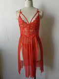 fashion sexyintimates wholesale women's sexylace mesh patchwork suspender slit thin long skirt nightgown