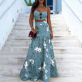 2025 spring/summer new european and american amazon aliexpress printed bandeau two-piece set with camisole and midi skirt
