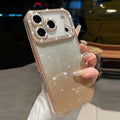 Premium rhinestone-embellished frame case for iphone 17 pro max - orange phone case, apple 15 gradient glitter full coverage