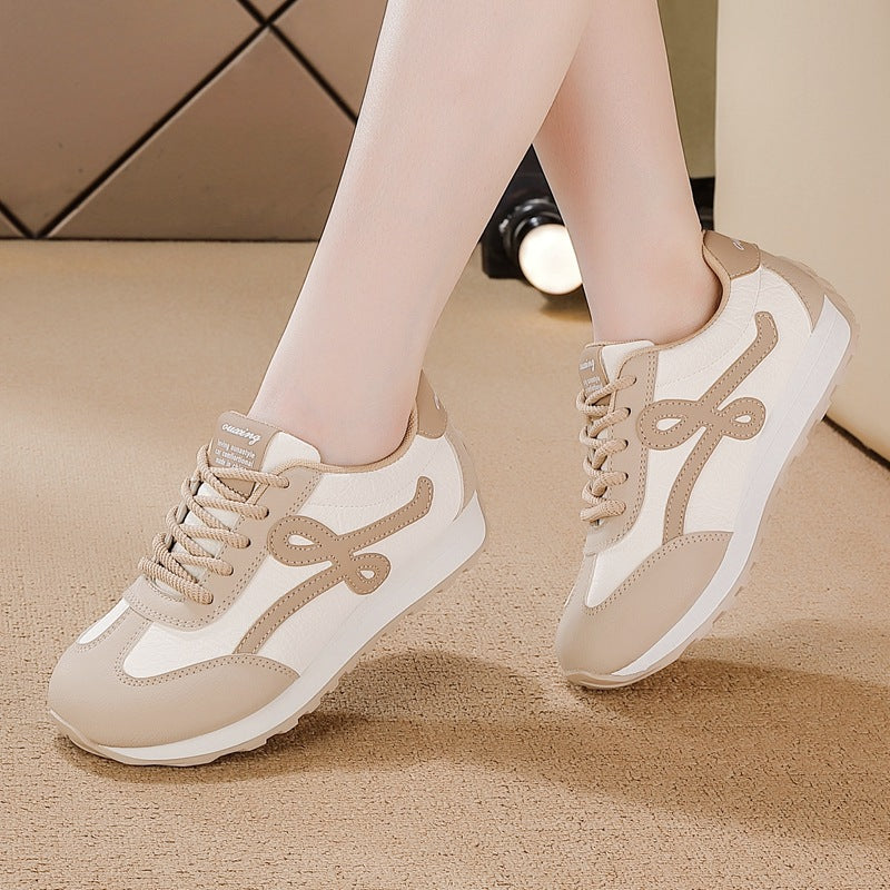 Women's casual leather sneakers - authentic spring/autumn new arrivals: soft sole, lightweight, breathable, non-slip, comfortable running shoes