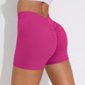 brushed v-waist pleated pure color peach butt yoga shorts sports running fitness tight three-quarter pants for women