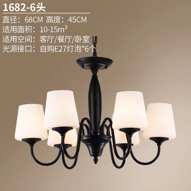 American country wrought iron chandelier European simple living room dining room study bedroom Nordic retro modern simple chandelier