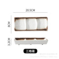 Japanese-style ceramic three-compartment dish - sauce, snack, and vegetable plate - rectangular sushi plate - restaurant-grade wholesale from manufacturer