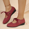 summer new arrival: plus size women's casual flats, round toe lace-up mom shoes - wholesale