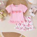 Amazon fashion summer new girls baby cute pattern short sleeve t-shirt printingshortscasual children's clothing suit