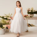 European and american style girls' white wedding dress, piano performance outfit, children's runway show host evening gown, cross-border customization