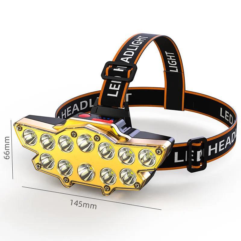 12 headlights strong light super bright rechargeable fishing light long-distance super bright head-mounted LED miner light flashlight A88