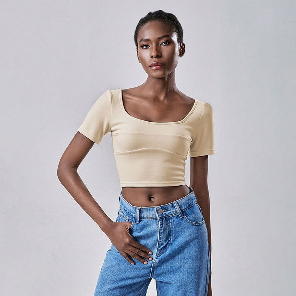 2025 summer new   fashion simple casual T-shirt short button design short-sleeved top