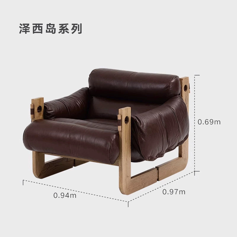 Vintage-inspired casual chair, single solid wood sofa chair, retro designer jersey chair, nordic style home bedroom chair