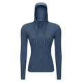 new women's activewear hooded jacket - slim fit, shaping, stretchy running zip-up yoga top s2088