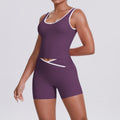 new arrival: double-sided brushed fleece color block compression yoga set - breathable, cross-back design, perfect for running and fitness (two-piece set)