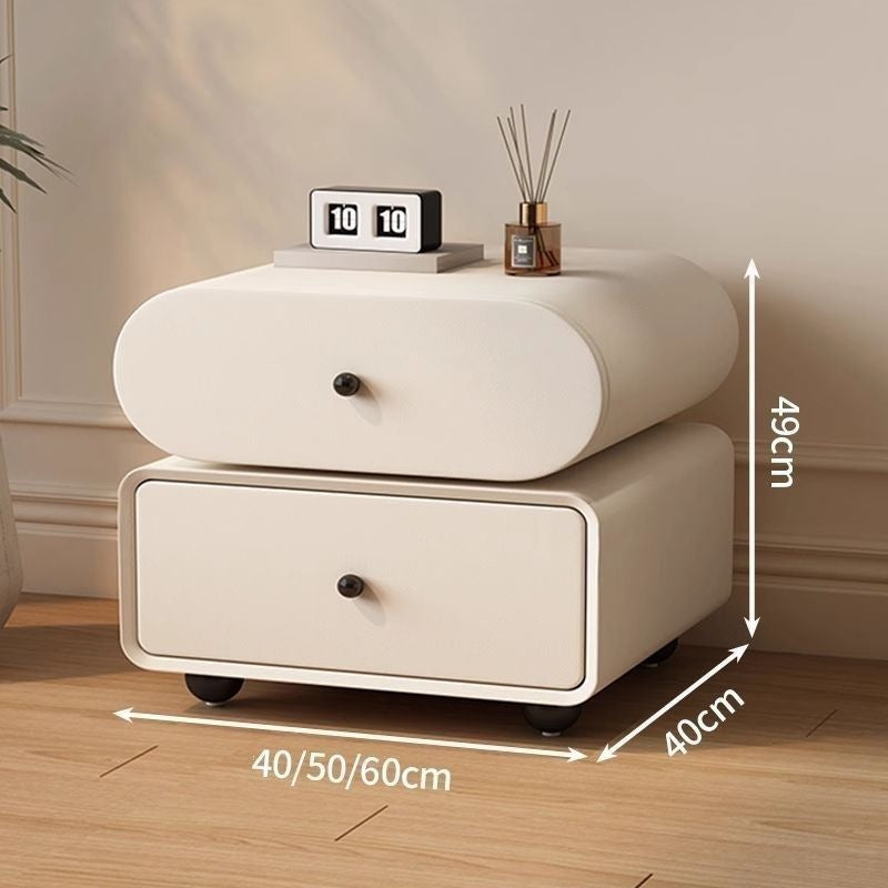 new solid wood mid-century modern nightstand, luxurious cream bedroom bedside table, minimalist home storage, modern style