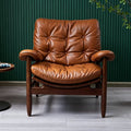 Medieval style single slot chair designer solid wood house retro living room balcony casual tea drinking host sofa chair