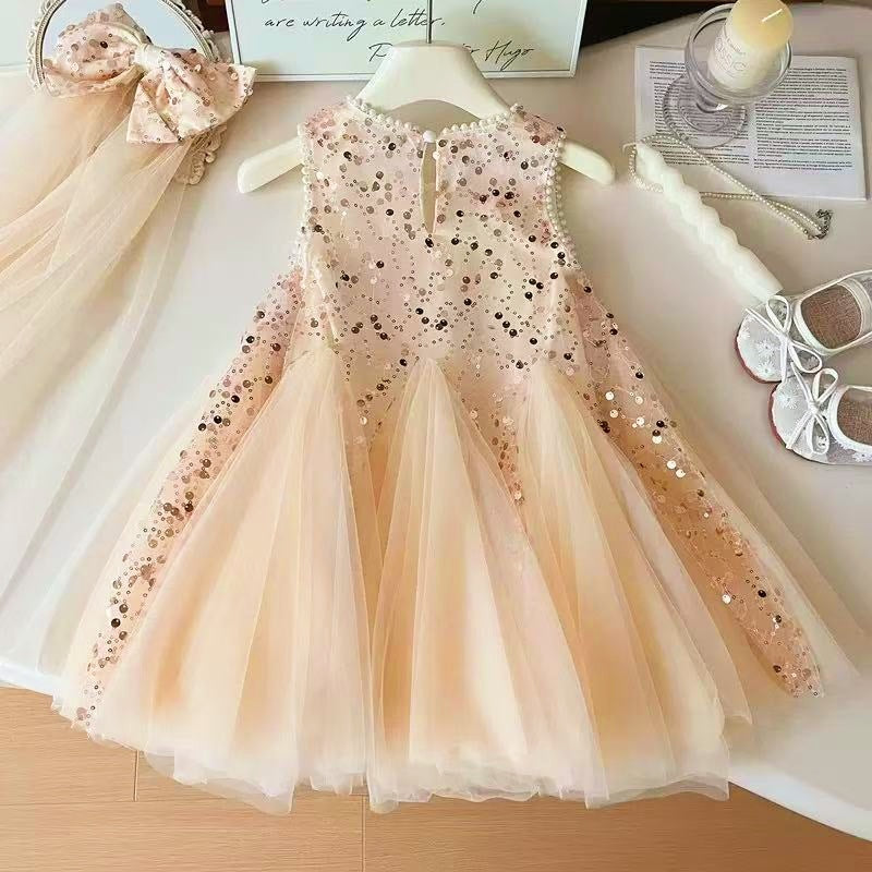 Girls' summer dress - new  styles: chic sleeveless sequin princess dress for little girls, perfect for birthdays
