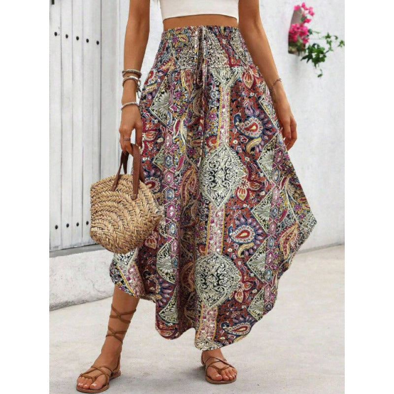 Shipped: hot-selling european and american cross-border style, new spring/summer bohemian ethnic print a-line casual dress