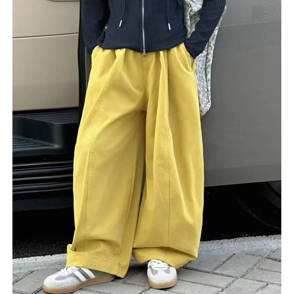 【back to school season 100% cotton】spring/autumn casual elastic waist kids' casual pants solid color fashion