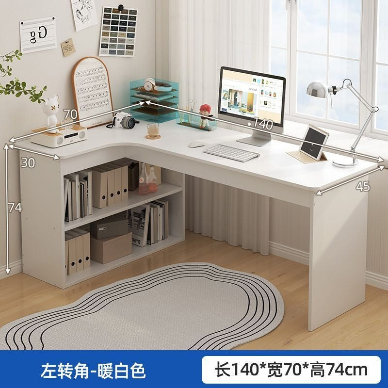 Nordic student desk with bookshelf - all-in-one home bedroom desktop computer desk - assembled study table for elementary school students - writing desk