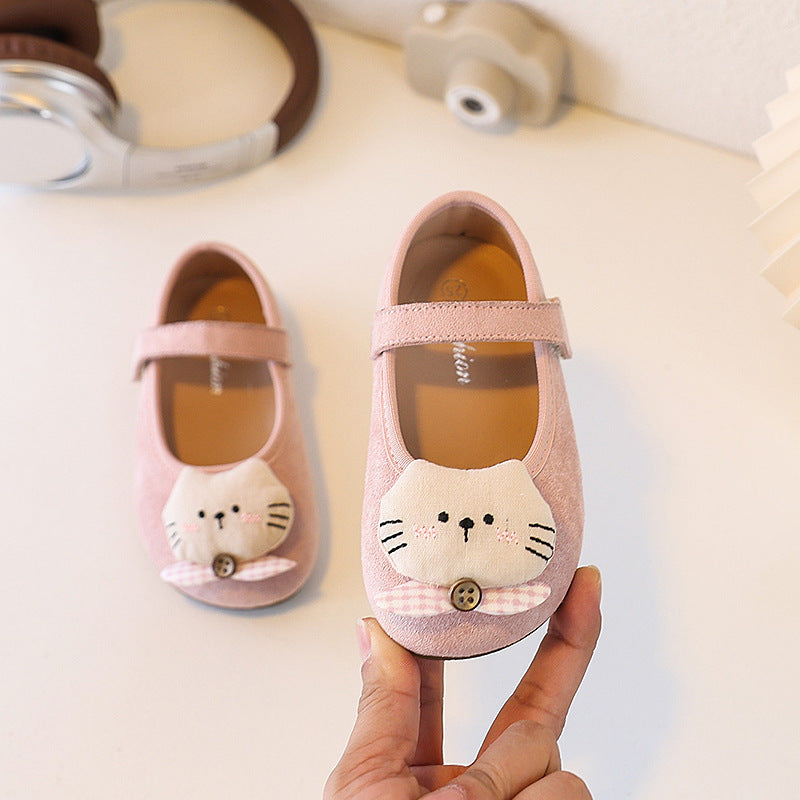 Ready-to-ship adorable cartoon birkenstock-style shoes for little girls, korean fashion princess shoes, soft-soled moccasins, cloth shoes, baby flats