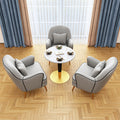 One table and three chairs [round coffee table]