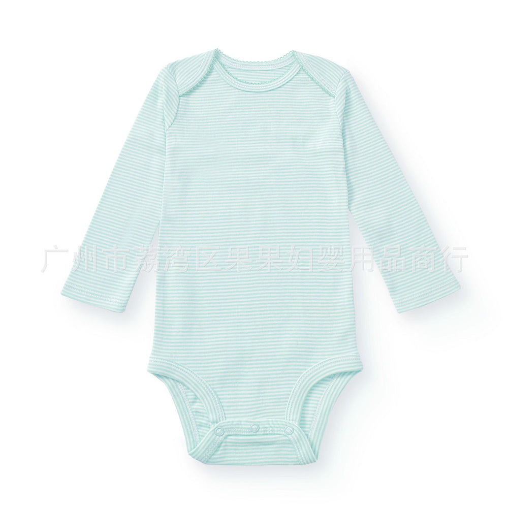 Baby clothes spring and autumn baby girl bottom clothes cross-border long sleeves stripes bag butt clothes pure cotton type a one-piece