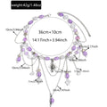 European and american cross-border purple fairy style tassel sun pendant necklace women's retro french layered necklace