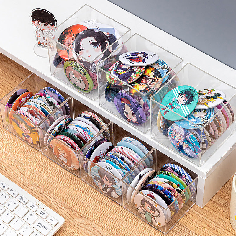 Desktop figure transparent storage box Multifunctional badge bar storage box Plastic peripheral drawer storage box