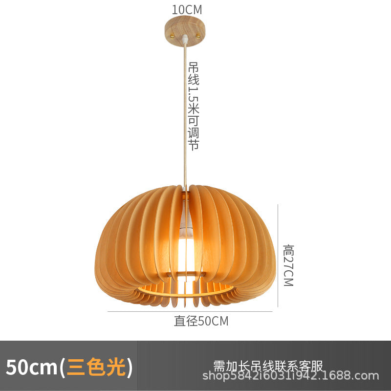 Zhongshan lighting manufacturers creative minimalist study restaurant B & B bar living room Nordic bedroom wood pumpkin chandelier