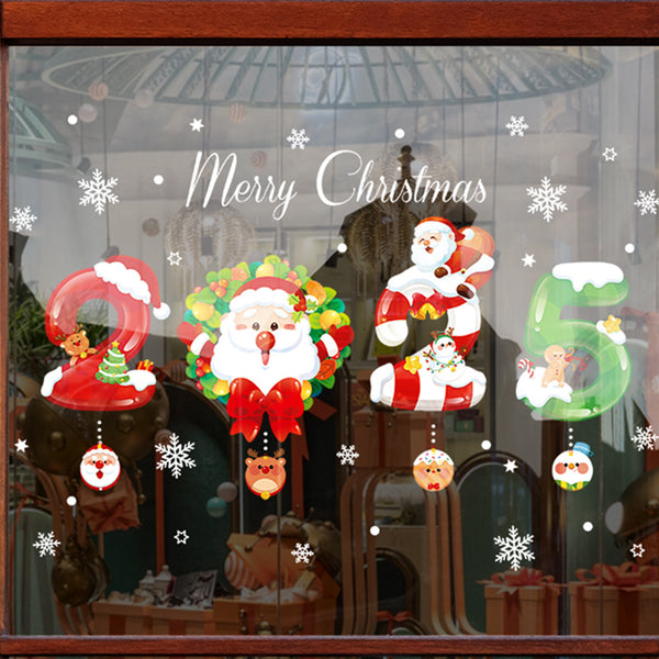 2025 Christmas wall sticker decoration New Year's Day window shop glass sticker self-adhesive sticker door sticker scene arrangement window grilles sticker