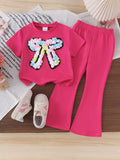 Kids clothing cross-border exclusive for european and american girls new arrival kids rose red short-sleeved t-shirt + pants