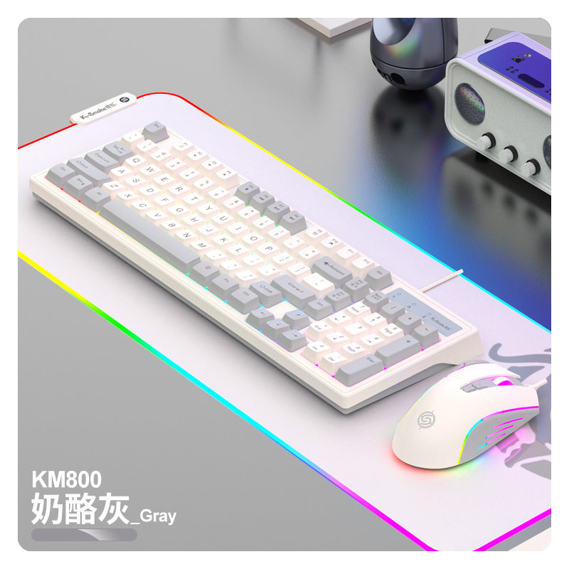 Viper km800 mechanical feel gaming keyboard and mouse wired illuminated set - 98 keys - office/home usb