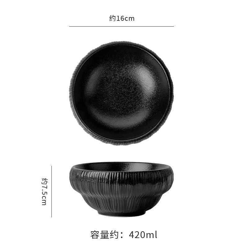 Personalized creative ceramic bowl for home rice bowl ceramic black and white dessert bowl one-person soup bowl noodle bowl