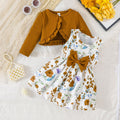 foreign trade exclusive solid color shrug and sleeveless dress butterfly embellished printed dress set