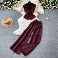 Light mature style vest high waist casualloose pants two-piece set women's summerclassy sense silmslimming look skirt suit