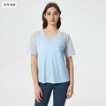 Women's loose-fit yoga top - short sleeve activewear t-shirt, running cover-up, faux two-piece design, quick-dry & breathable workout top d25040