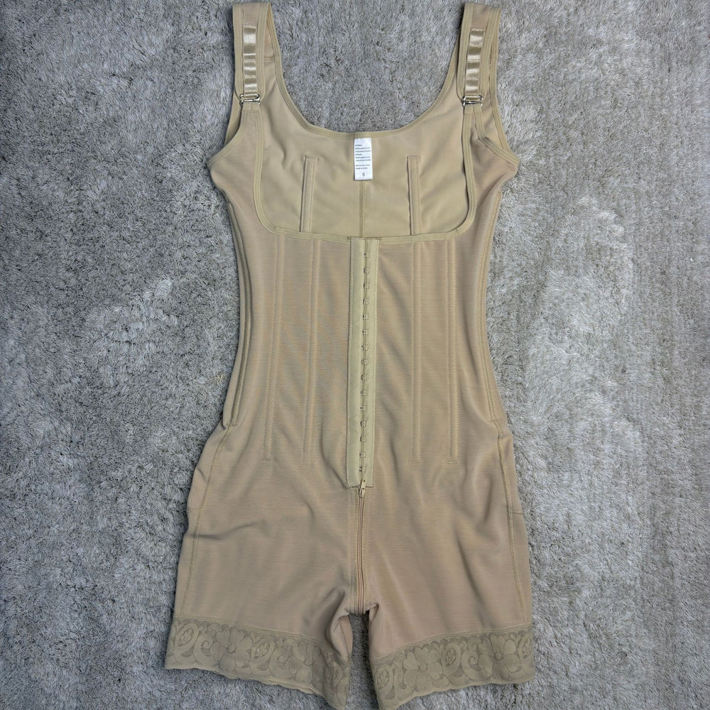 new arrival cross-border butt lift and tummy control body shaping jumpsuit steel boned buttoned mesh jumpsuit body shaping