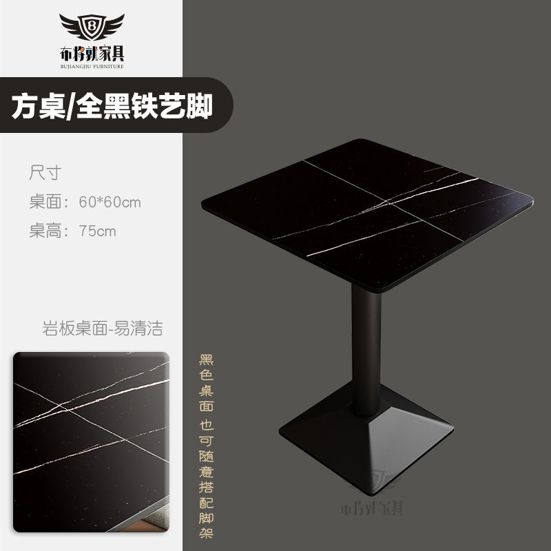 Bar table and chair combination, rock slab canteen dining table, commercial milk tea shop long table, reception and negotiation, cafe small round table
