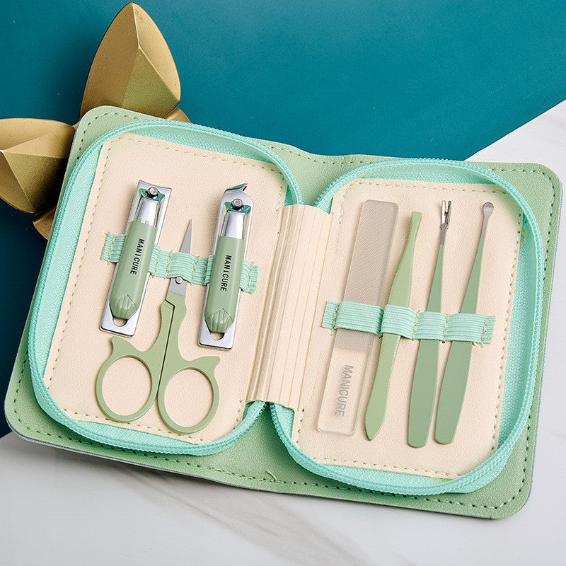 Stainless steel manicure & pedicure tool set - 9 piece kit: includes nail clippers, eyebrow scissors, earwax removal tool, and nail file - wholesale