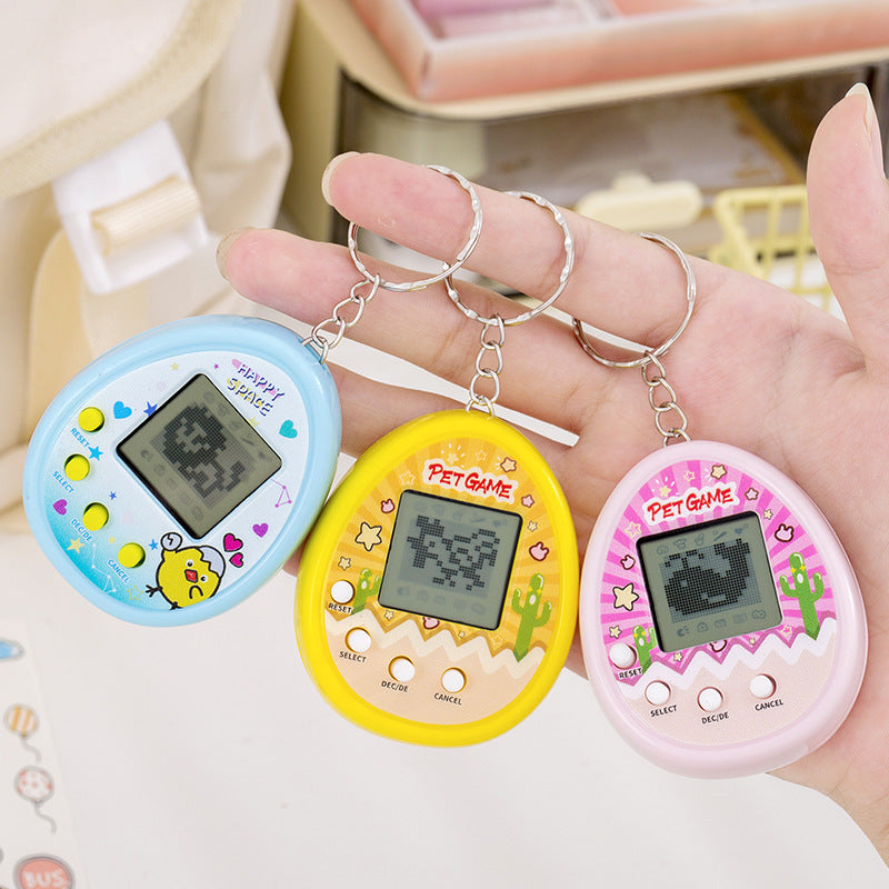 Mini virtual pet raising game console nostalgic feeding elf handheld electronic toy keychain pendant cross-border