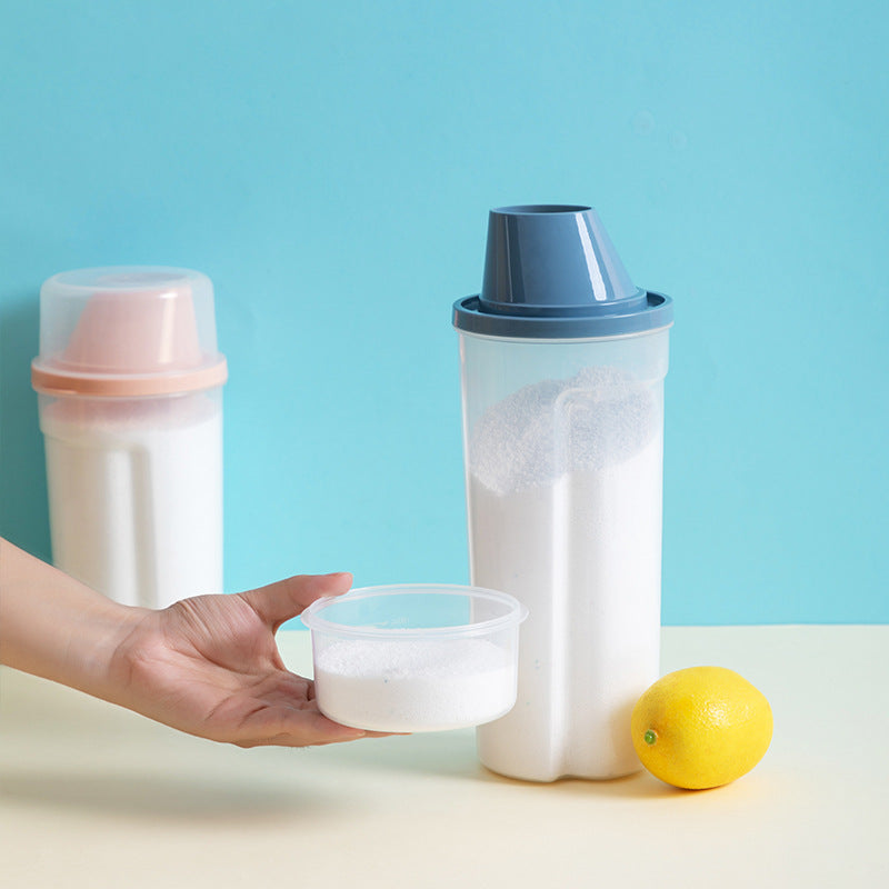 Household transparent washing powder storage tank Plastic moisture-proof sealed box Storage tank Cleansing products sub-packing box with measuring cup