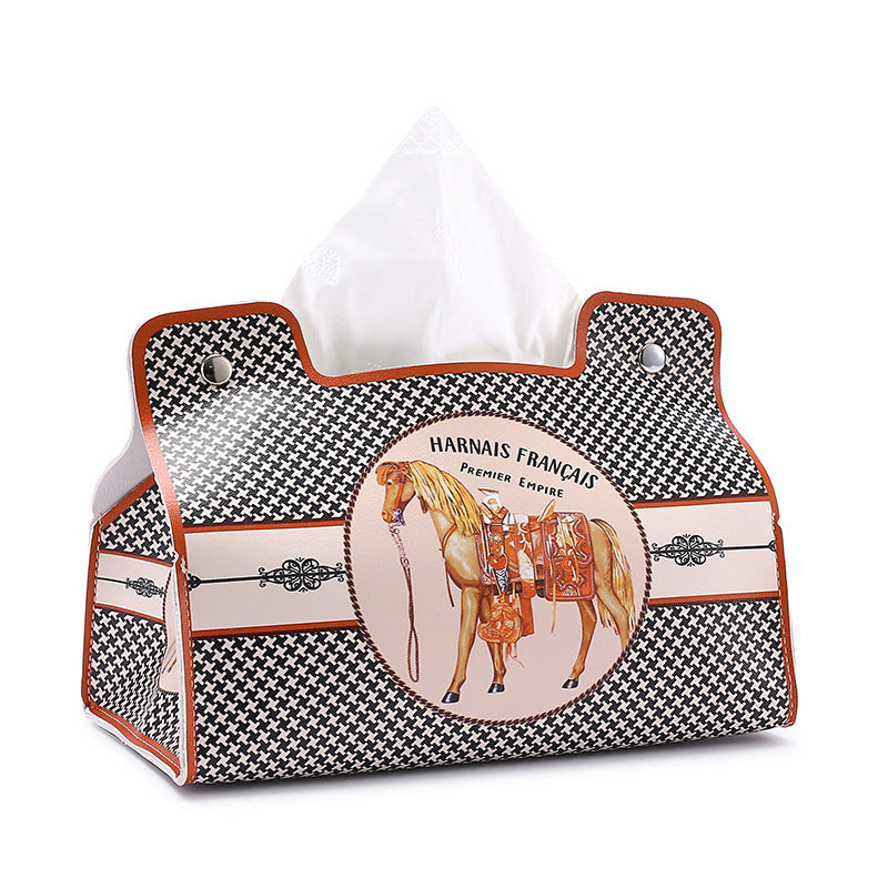 Light luxury atmosphere home pumping carton kitchen bedroom living room dining room universal tissue box car leather napkin box