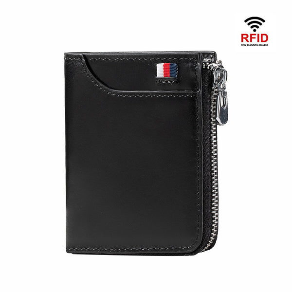 Cross-border new anti-magnetic RFID leather wallet men's retro large-capacity new men's multi-functional cowhide wallet