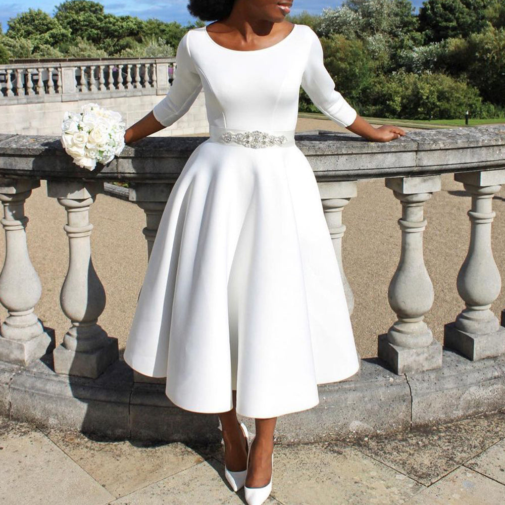 D346  european and american women's clothing  summer new arrival solid color swing dress elegant evening gown foreign trade dress
