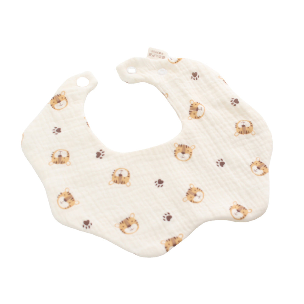 Gauze pure cotton baby saliva towel baby newborn six-layer eating bib cartoon water-absorbent anti-fouling bib wholesale