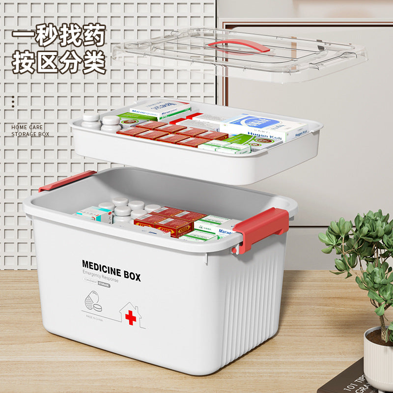 Multi-layer medicine box, large-capacity medicine storage box, household portable emergency medicine box, medical family first aid kit medicine box