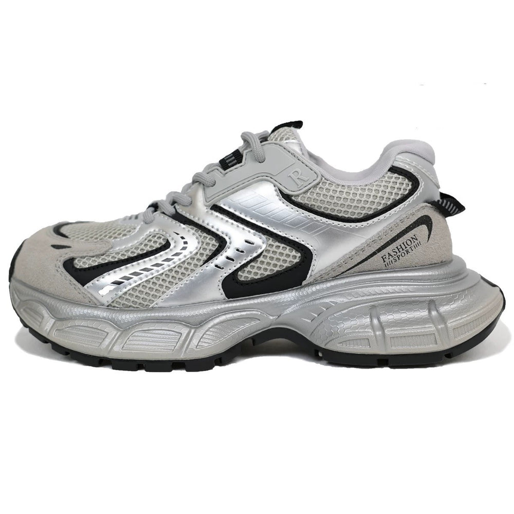 Women's shoes 2026 autumn new silver chunky platform height increasing dad shoes women's retro fashion casual sneakers trendy