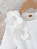 hot-selling girls' 3d floral top and beaded irregular skort two-piece set