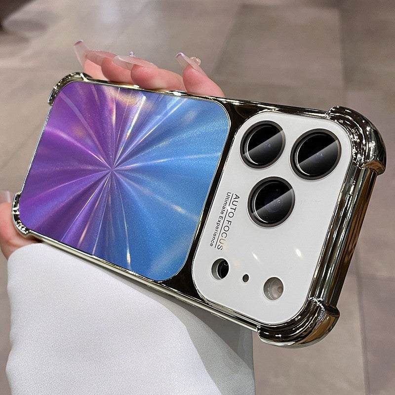 Dazzling laser cd pattern aurora large window case for iphone 16 pro max - instantly upgrade to iphone 17 style, also compatible with iphone 14