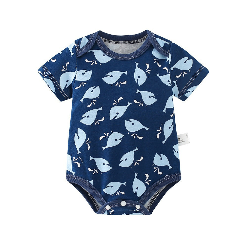 baby romper spring autum triangle crawling short-sleeved male and female baby cotton 0-1 year old one-piece girl butt-covering clothes