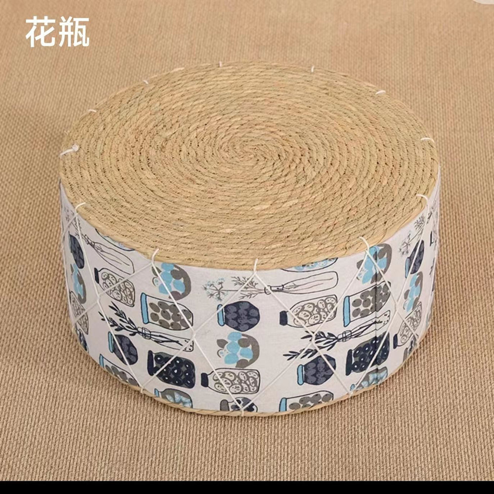 Straw mat thickened futon tatami cushion living room for home low stool round bay window small stool footrest seat