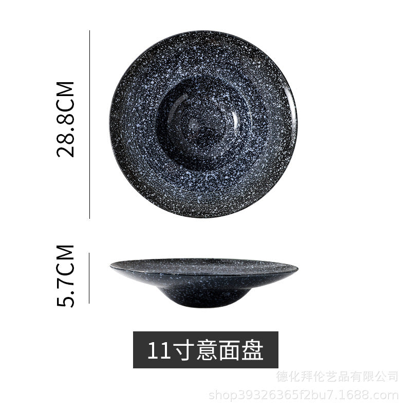 Japanese-style ceramic straw hat plate - hotel & restaurant pasta plate, large soup plate, home dinner plate, display plate - wholesale